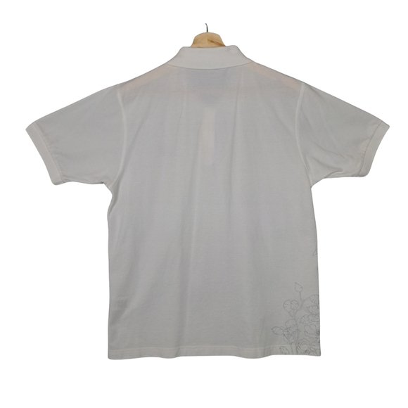 Fred Perry Men's 106cm 42 White Polo Subtle Silver Floral Print Tennis Shirt - Picture 2 of 7